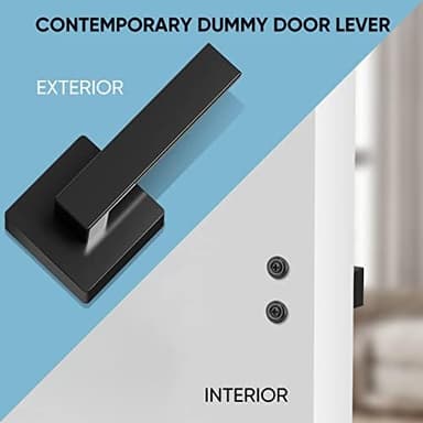 TICONN Dummy Door Handle, Heavy Duty Reversible Square Dummy Door Lever for Indoor, Bedroom, Closet (5 Pack, Rear Mount, Matte Black - Image 5