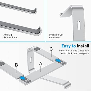 OMOTON Laptop Stand, Detachable Laptop Mount, Aluminum Laptop Holder Stand for Desk, Compatible with MacBook Air/Pro, Dell, HP, Lenovo and All Laptops (11-16 inch), Silver - Image 5