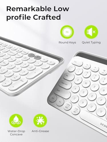 seenda Bluetooth Keyboard and Mouse for iPad, CTU-301 Multi-Device Bluetooth + 2.4G Wireless Keyboard Mouse with Tablet Holder for MacBook/Windows Computer, iOS/Andriod Tablet Phone, White - Image 4