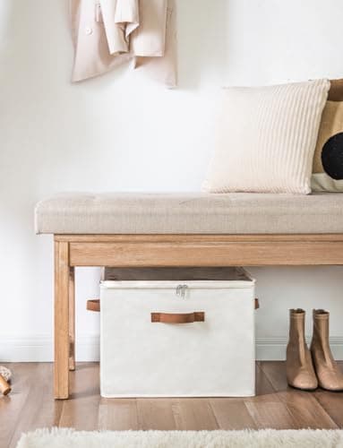 StorageWorks Shoe Organizer for Closet, Fits up to 16 Pairs, Shoe Cubby Storage Containers with Adjustable Dividers and Clear Cover, Beige - Image 2