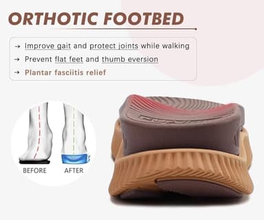 KuaiLu Walking Orthopedic Sandals Womens Comfortable Arch Support Hiking Sandles Plantar Fasciitis Athletic Sport Recovery Cushion Summer Travel Outdoor Open Toe Water Sandals Brown Khaki Size 8.5 - Image 4