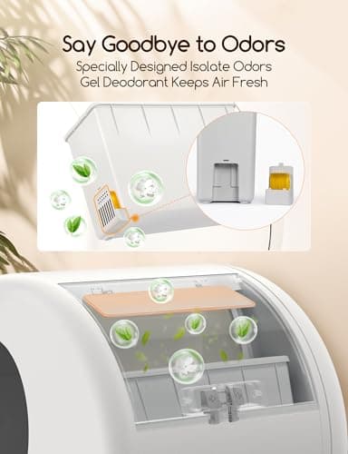 MeoWant Self-Cleaning Cat Litter Box, Integrated Safety Protection Automatic Cat Litter Box for Multi Cats, Extra Large/Odor Removal/APP Control Smart Cat Litter Box with Mat & Liner - Image 5