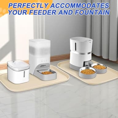 SMILOOL Silicone Pet Feeding Mat with Raised Edge for Food and Water, Dog Bowl Mats, Cat Bowls Placemat with High Lip for Floor Waterproof, Rubber Tray for Cats and Dogs 19 x 12 x0.7 White Sand - Image 7