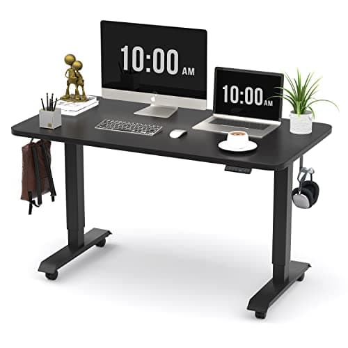 Monomi Electric Height Adjustable Standing Desk, 48x24 Inches, Ergonomic Home Office Sit/Stand Up Desk (Black Steel Frame/Black Top) - Image 1