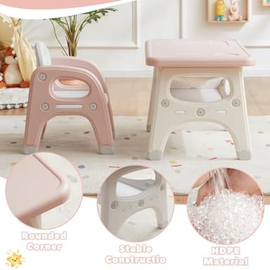 GITAWUSA Kids Table and 2 Chairs Set, Large Built-in Storage, Montessori Toddlers Table and Chairs Set, Kids Activity Table for Drawing Dining Playing, CPSC & ASTM Approved, Pink - Image 3