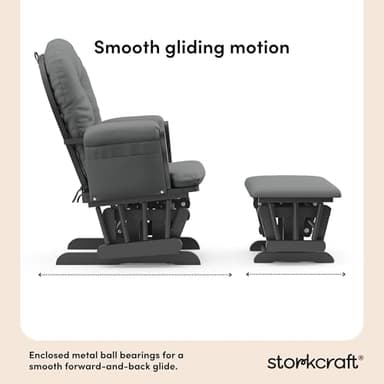 Storkcraft Premium Hoop Glider & Ottoman (Gray/Gray) — GREENGUARD Gold Certified Nursery Glider, Solid Wood Craftsmanship, Smooth-Gliding Nursery Chair and Ottoman, Award-Winning - Image 6