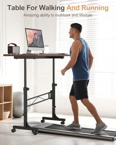 Small Standing Desk Adjustable Height, Mobile Stand Up Desk with Wheels, 32 Inch Portable Rolling Desks for Walking Pad Treadmill Rusitc - Image 7
