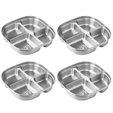 Hyperzacc Stainless Steel Kids Plates,Set of 4 Toddler Plates with Lids - 4 Compartments Stainless Steel Snack Container for Kids Non Toxic & 100% BPA Free - Image 8