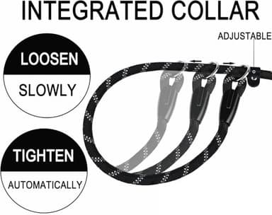 Dog Leash, 6 FT Heavy Duty Dog Leashes, Durable Premium Quality Strong Rope Slip Leash with Comfortable Padded Handle and Highly Reflective Threads for Small Medium and Large Dogs, (Black) - Image 4