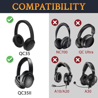 SoloWIT Replacement Earpads Cushions for Bose QuietComfort 35 (QC35) & Quiet Comfort 35 II (QC35 ii) Headphones, Ear Pads with Softer Leather, Noise Isolation Foam, Added Thickness (Black Gold) - Image 3