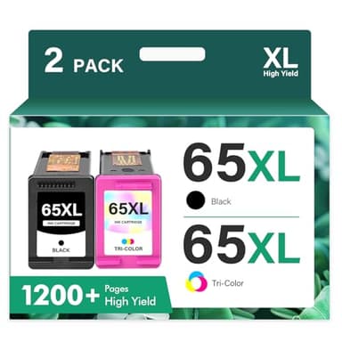 65XL 65 Ink Cartridges Black/Color Combo Pack DeskJet 3755 Envy 5055 Remanufactured Replacement for HP65 XL Black and Color for HP Envy 5052 5000 DeskJet 3772 3700 2600 3752 Printer (Black Tri-Color) - Image 1
