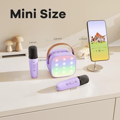 YLL Mini Karaoke Machine with 2 Wireless Microphones, TOP Kids Gifts for Girls Ages 3, 4, 5, 6, 7, 8, 9, 10, 11, 12 +Years Old, 4-12th Birthday Toy Gift for Girls Boys Party (Purple) - Image 8