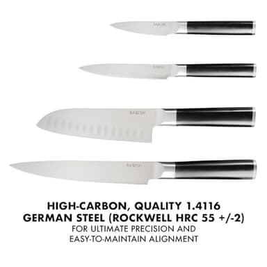 Babish High-Carbon 1.4116 German Steel 14 Piece Full Tang Forged Kitchen Knife Set W/Sheaths - Image 4