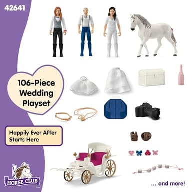 Schleich Horse Club - Wedding Carriage Playset with Horse and Carriage with Bride and Groom Figurines - Ages 5+ - Image 7