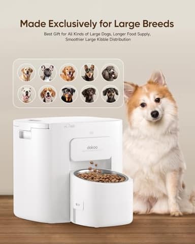 Automatic Dog Feeder for Large Breed, 15L/ 63Cups Vacuum-Sealed Storage & Timed Auto Dog Food Dispenser 2in1, Airtight 100% Freshness, Anti-Blockage, Support up to 22mm Pet Food, Stainless Steel Bowl - Image 3