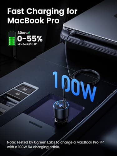 UGREEN 130W USB C Car Charger, PD 100W +PD 30W Type C Car Charger Adapter Compatible with iPhone 17/17 Air/17 Pro/17 Pro Max/16/15/14/13/12 Series, Galaxy S24 S23 Ultra, iPad, MacBook, and More - Image 5