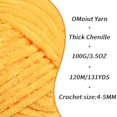 2 Pack Golden Yellow Fluffy Velvet Yarn for Crocheting,Chunky Chenille Baby Blanket Yarn for Crochet,Soft Fuzzy Puzzle Yarn for Knitting,(100g/3.53oz Each) Bulky Thick Amigurumi Crochet Yarns - Image 2