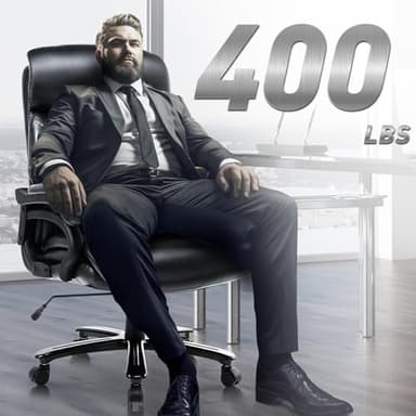 COLAMY Big and Tall Office Chair 400lbs-Heavy Duty Executive Desk Chair with Extra Wide Seat, High Back Ergonomic Leather Computer Chair with Tilt Rock, Padded Armrests, Diamond Black - Image 2