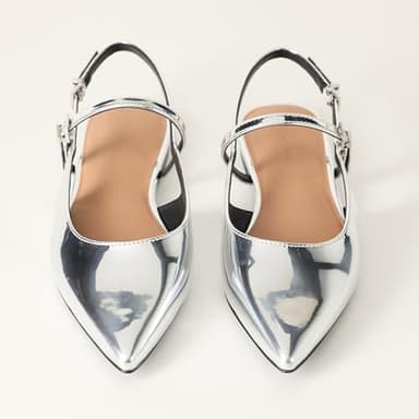 The Drop Women's Tammie Pointed Toe Flat, Silver Crackle, 5 - Image 6
