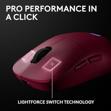 Logitech G PRO 2 Lightspeed Wireless Gaming Mouse, Right- or Left-Handed Mouse with up to 4 Customizable and Switchable Magnetic Side Buttons, 44K DPI Sensor, USB-C Charging, for PC/Mac - Magenta - Image 7
