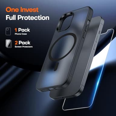 TAURI for iPhone 12 Pro Max Case, Compatible with Magsafe, [Military-Grade Protection] with 2X Screen Protectors, Slim Matte Case for iPhone 12 Pro Max, Frosted Black, 6.7" - Image 3