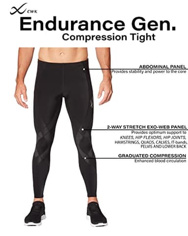 CW-X Men's Endurance Generator Joint and Muscle Support Compression Tight, High Performance Pants for Running and Weight Lifting, Black, X-Large - Image 4