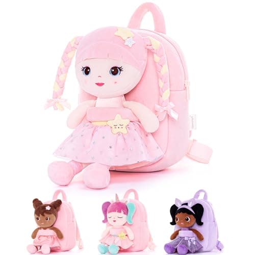 Lazada Girls Backpack with Doll Toddler Toys Baby Girls Gifts Rag Dolls Backpack 9.5“ - Image 1