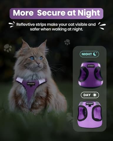 FAYOGOO Cat Harness, Cat Leash and Harness Set for Walking Escape Proof, Harness for Small Cats/Small Dogs, Large Kitten/Puppy Harness and Leash, Harness for Cats S-XXL(Modern Violet, Large) - Image 5