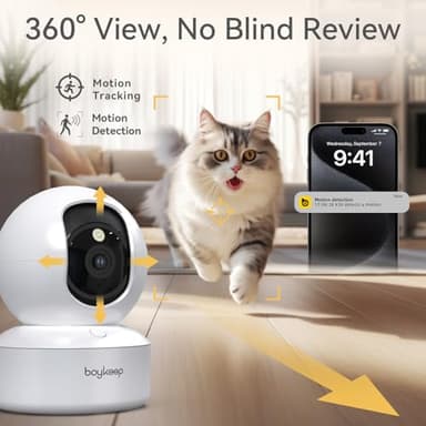 BoyKeep Indoor Camera - 2K Pet Camera, 5G/2.4GHz WiFi Cam for Baby Monitor with Phone App, 360° Pan & Tilt, 2-Way Audio, Color Night Vision, New for 2025 with 12s Free Cloud Storage - Image 2