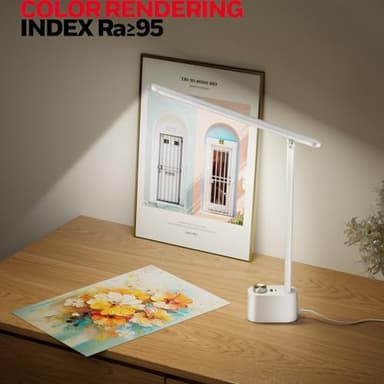 Honeywell Upgraded LED Desk Lamp - H01 Pro Sunturalux™ Foldable Desk Light with USB A+C Charging Port, 3 Color Modes Dimmable Table Lamp for Home Office Reading(White) - Image 3