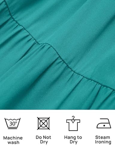 ZESICA Women's 2025 Summer Casual Flutter Short Sleeve Crew Neck Smocked Elastic Waist Tiered Midi Dress,Peacock,Medium - Image 6