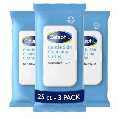 Cetaphil Face and Body Wipes, Gentle Skin Cleansing Cloths, 25 Count (Pack of 3), for Dry, Sensitive Skin, Flip Top Closure, Great for the Gym, Travel, in the Car, Hypoallergenic, Fragrance Free - Image 1