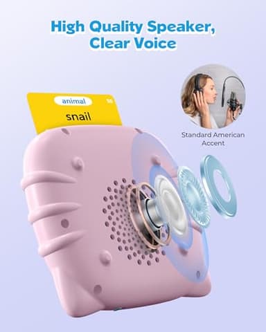 Talking Flash Cards for Toddlers 1 2 3 4 Year Olds, Montessori Language Learning with 224 Words, Pocket Speech Therapy and Autism Playthings, Children's Sensory Educational Device, Pink - Image 5