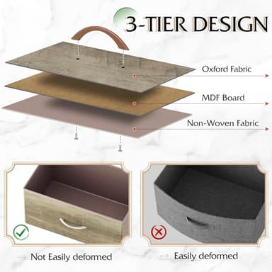 WLIVE Dresser for Bedroom with 5 Drawers, Wide Chest of Drawers, Fabric Dresser, Storage Organizer Unit with Fabric Bins for Closet, Living Room, Hallway, Greige Oak - Image 6