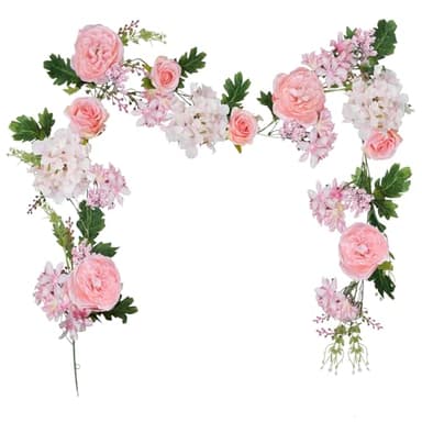 Minnhua Artificial Flower Garland Decorations Pink Floral Garland for Table 5.9Ft Silk Rose Vines Peony String Flowers for Home Centerpiece Wedding Room Party Backdrop Summer Decor - Image 8