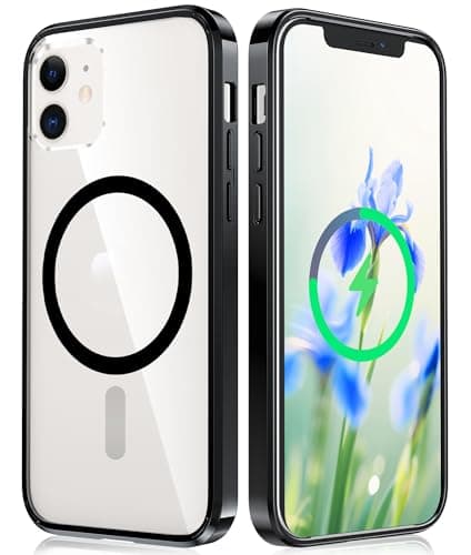 FNTCASE for iPhone 12 Clear Case: for iPhone 12 Pro Case Magnetic Military Grade Drop Protection Anti Yellowing Cell Phone Cover - Rugged Durable Shockproof Protective Bumper(B-Black) - Image 1