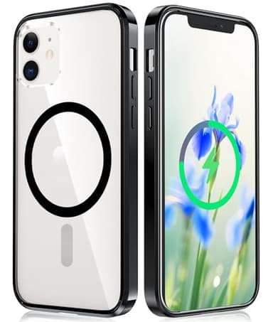 FNTCASE for iPhone 12 Clear Case: for iPhone 12 Pro Case Magnetic Military Grade Drop Protection Anti Yellowing Cell Phone Cover - Rugged Durable Shockproof Protective Bumper(B-Black) - Image 1
