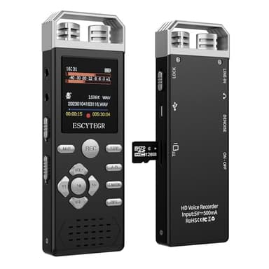 ESCYTEGR 144GB Digital Voice Activated Recorder 1536KBPS Audio Voice Recorder with Playback Recording Device Dictaphone Sound Tape Recorder with Password Protection for Lectures,Meetings - Image 1