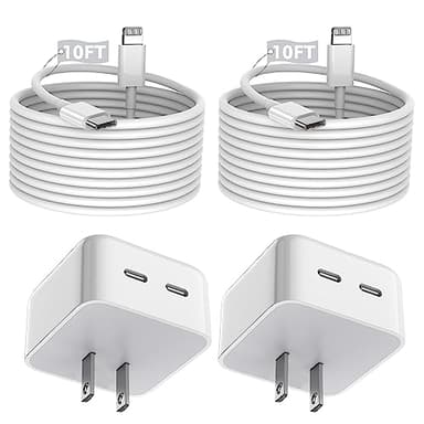 iPhone Charger Fast Charging, 40W Dual USB C Wall Charger [MFi Certified] 2Pack Super Quick Double Port Apple Charger with 10FT Long Lightning Cable for iPhone 14/14 Pro/14 Pro Max/14 Plus/13/12/11/X - Image 1