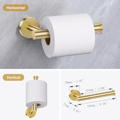 Lairuier Bathroom Hardware Set, 4-Piece Towel Holder Set Include Toilet Paper Holder,Towel Ring and 2 Towel Hooks Stainless Steel Wall Mounted Bathroom Hardware Accessories Set (Brushed Gold) - Image 6