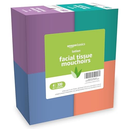Amazon Basics Facial Tissue with Lotion, 2-Ply, 300 Count (4 Packs 75), (Packaging may vary) - Image 1
