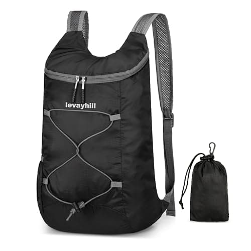 levayhill 16L Lightweight Foldable Hiking-Backpack Small Packable-Daypack For Travel,Ultralight Water-Resistant Gym Bag Men Women Easy Carry-on (Black&Gray) - Image 1