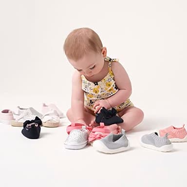 Gerber Newborn Infant Girls Ballet Crib Shoe, Black Bow, 6-9 Months - Image 2