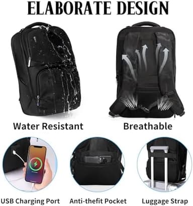 Camouflage Business Backpack for Men, Tech-Savvy Laptop Backpack with USB Charging Port and Ergonomic Design, 40L Water Resistant Anti Theft Travel Work College Backpack Fits 17.3 Inch Notebook - Image 5