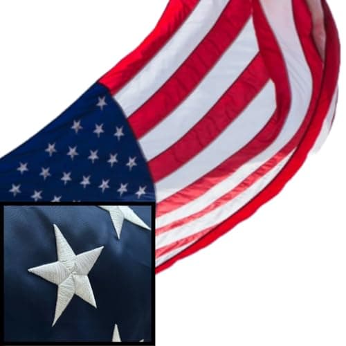 American Flag, 3x5 Ft, Extreme Heavy Duty 200D Pure Nylon, Double Sided, Outdoor Use, Embroidered, Extreme Weather, Full size US Flag with Free Pledge of Allegiance Cardstock - Nova Christian Brand - Image 1