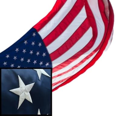 American Flag, 3x5 Ft, Extreme Heavy Duty 200D Pure Nylon, Double Sided, Outdoor Use, Embroidered, Extreme Weather, Full size US Flag with Free Pledge of Allegiance Cardstock - Nova Christian Brand - Image 1