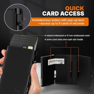 Conceal Plus Mens Wallet Card Holder, Smart Pop Up RFID Blocking Wallet, Slim Minimalist Leather Front Pocket Card Case, 6-10 Card Capacity Plus Cash Slot & ID - Image 3
