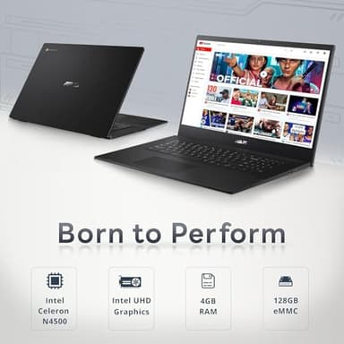 ASUS CX17 Everyday Value Chromebook 17.3" FHD Display (Intel Celeron N4500, Intel UHD Shared, 4GB LPDDR4, 128GB SSD eMMC, WiFi 6, HD Webcam, Bluetooth 5.2, 45W PSU, Chrome OS (Renewed) - Image 2