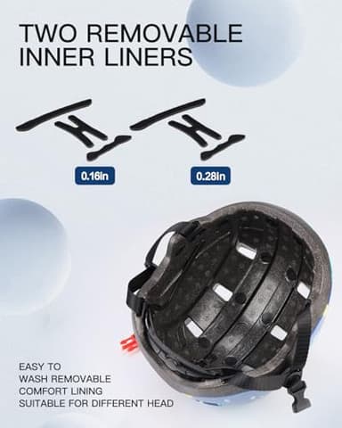 Toddler Bike Helmet 3-5 Years Old- with 12 Vents & Dual Liner (0.16"+0.28") - Adjustable Dial Fit (48-53cm) (S,Dinosaur) - Image 6