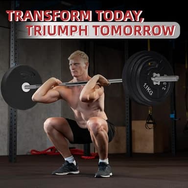 Fitvids Cast Iron 1" Standard Weight Plates Including Standard Barbell Bar & Star Locks, 95 Pounds Set (85 Lbs Plates + 10 Lbs Barbell Bar), Multiple Packages - Image 7